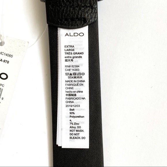 Aldo black vegan leather belt gold chain round overlapping circle buckle - Picture 4 of 7